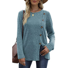 Load image into Gallery viewer, Women's Long Sleeve Crew Neck Tunic Tops Buttons Side