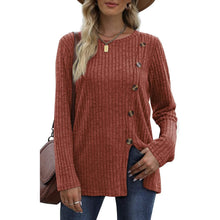 Load image into Gallery viewer, Women's Long Sleeve Crew Neck Tunic Tops Buttons Side