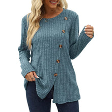 Load image into Gallery viewer, Women's Long Sleeve Crew Neck Tunic Tops Buttons Side