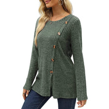 Load image into Gallery viewer, Women's Long Sleeve Crew Neck Tunic Tops Buttons Side