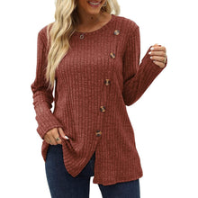 Load image into Gallery viewer, Women's Long Sleeve Crew Neck Tunic Tops Buttons Side