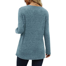 Load image into Gallery viewer, Women's Long Sleeve Crew Neck Tunic Tops Buttons Side