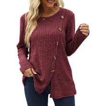 Load image into Gallery viewer, Women's Long Sleeve Crew Neck Tunic Tops Buttons Side