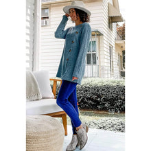 Load image into Gallery viewer, Women's Long Sleeve Crew Neck Tunic Tops Buttons Side