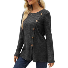 Load image into Gallery viewer, Women's Long Sleeve Crew Neck Tunic Tops Buttons Side