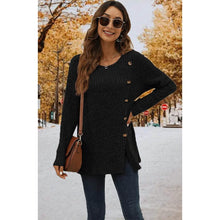 Load image into Gallery viewer, Women's Long Sleeve Crew Neck Tunic Tops Buttons Side