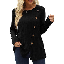 Load image into Gallery viewer, Women's Long Sleeve Crew Neck Tunic Tops Buttons Side
