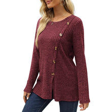 Load image into Gallery viewer, Women's Long Sleeve Crew Neck Tunic Tops Buttons Side