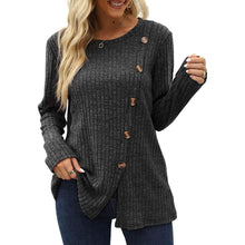 Load image into Gallery viewer, Women's Long Sleeve Crew Neck Tunic Tops Buttons Side