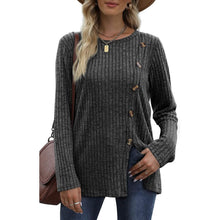 Load image into Gallery viewer, Women's Long Sleeve Crew Neck Tunic Tops Buttons Side