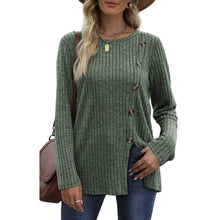 Load image into Gallery viewer, Women's Long Sleeve Crew Neck Tunic Tops Buttons Side