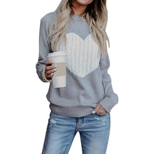 Load image into Gallery viewer, Women's Long Sleeve Crewneck Cute Heart Knitted Sweaters