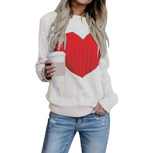 Load image into Gallery viewer, Women's Long Sleeve Crewneck Cute Heart Knitted Sweaters