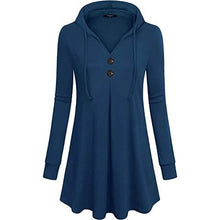 Load image into Gallery viewer, Women's Long Sleeve Hooded Tunic Tops