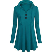 Load image into Gallery viewer, Women's Long Sleeve Hooded Tunic Tops