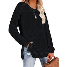 Load image into Gallery viewer, Women's Long Sleeve Loose Casual Autumn Pullover Side Slit Tunic Top