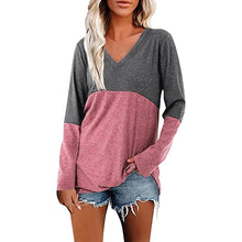 Load image into Gallery viewer, Women's Long Sleeve V Neck Loose Basic Shirt