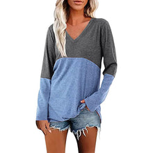 Load image into Gallery viewer, Women's Long Sleeve V Neck Loose Basic Shirt