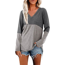 Load image into Gallery viewer, Women's Long Sleeve V Neck Loose Basic Shirt