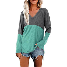 Load image into Gallery viewer, Women's Long Sleeve V Neck Loose Basic Shirt