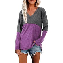 Load image into Gallery viewer, Women's Long Sleeve V Neck Loose Basic Shirt