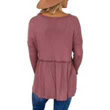 Load image into Gallery viewer, Women's Long Sleeve V Neck Ruffle Babydoll Tunic Tops