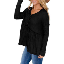 Load image into Gallery viewer, Women's Long Sleeve V Neck Ruffle Babydoll Tunic Tops