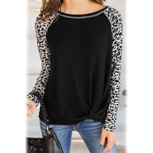 Load image into Gallery viewer, Women's Long Sleeved Leopard Print Twist Top