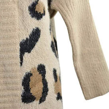 Load image into Gallery viewer, Women's Long Sleeves Leopard Print Knitting Cardigan