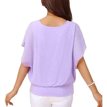 Load image into Gallery viewer, Women's Loose Casual Short Sleeve Chiffon Top T-Shirt Blouse