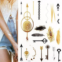 Load image into Gallery viewer, Womens Metallic Temporary Sticker Tattoos Gold Silver Waterproof Tattoos for Women