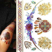 Load image into Gallery viewer, Womens Metallic Temporary Sticker Tattoos Gold Silver Waterproof Tattoos for Women