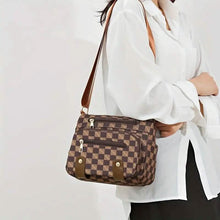 Load image into Gallery viewer, Women's Multi Pocket Plaid Pattern Crossbody Bag