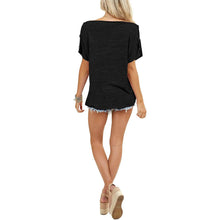 Load image into Gallery viewer, Women's Off Shoulder Button Down Short Sleeve Shirt