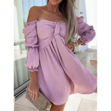 Load image into Gallery viewer, Women's Off Shoulder Casual Puff Sleeve Dress