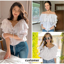 Load image into Gallery viewer, Women's Off Shoulder Ruffle Long Sleeve Shirt Casual Layered Top