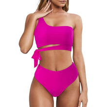 Load image into Gallery viewer, Women's One Shoulder High Waist Bikini
