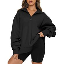 Load image into Gallery viewer, Womens Oversized Half Zip Pullover Long Sleeve Sweatshirt