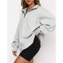 Load image into Gallery viewer, Womens Oversized Half Zip Pullover Long Sleeve Sweatshirt