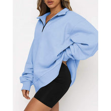 Load image into Gallery viewer, Womens Oversized Half Zip Pullover Long Sleeve Sweatshirt
