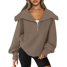 Load image into Gallery viewer, Womens Oversized Half Zip Pullover Sweatshirts Hoodie