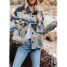 Load image into Gallery viewer, Women's Plaid Long Sleeve Button Down Collar Coat