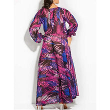 Load image into Gallery viewer, Women's Plus Size A Line Dress Floral V Neck Print Lantern Sleeve