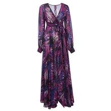 Load image into Gallery viewer, Women's Plus Size A Line Dress Floral V Neck Print Lantern Sleeve