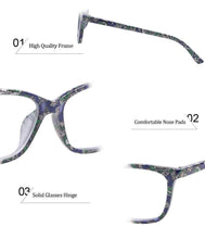 Load image into Gallery viewer, Womens Pocket Printed Reading Glasses With Matching Pouch Spring Hinge Presbyopic Reading Glasses For Women Anti Eyestrain Computer Reading TV Glasses Stylish Frame+1.0 To 4.0