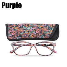 Load image into Gallery viewer, Womens Pocket Printed Reading Glasses With Matching Pouch Spring Hinge Presbyopic Reading Glasses For Women Anti Eyestrain Computer Reading TV Glasses Stylish Frame+1.0 To 4.0