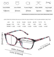 Load image into Gallery viewer, Womens Pocket Printed Reading Glasses With Matching Pouch Spring Hinge Presbyopic Reading Glasses For Women Anti Eyestrain Computer Reading TV Glasses Stylish Frame+1.0 To 4.0