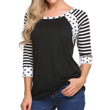 Load image into Gallery viewer, Women's Polka Dots Striped 3/4 Sleeve Top