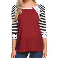Load image into Gallery viewer, Women's Polka Dots Striped 3/4 Sleeve Top