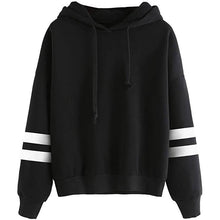 Load image into Gallery viewer, Women's Pullover Fleece Drop Shoulder Striped Hoodie